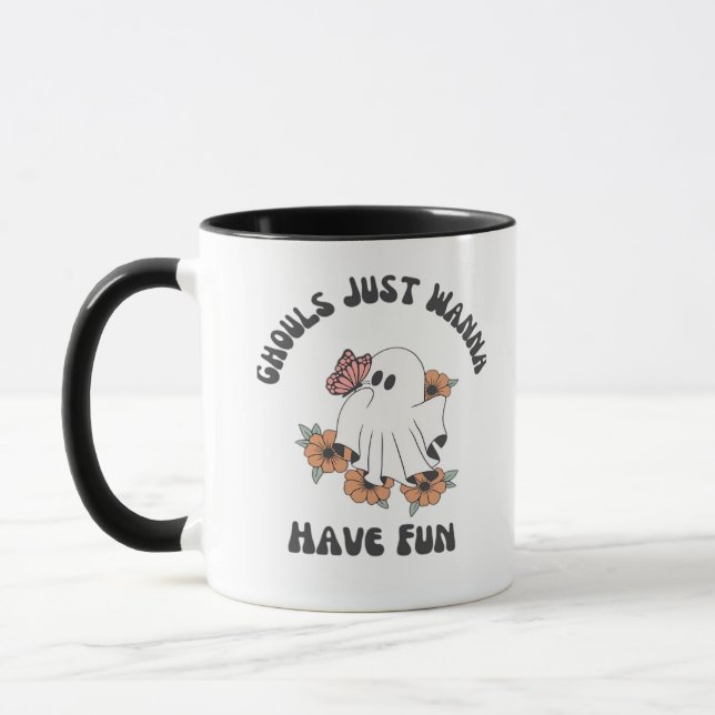 Ghouls Just Wanna Have Fun Creepy Design Mug (Left)