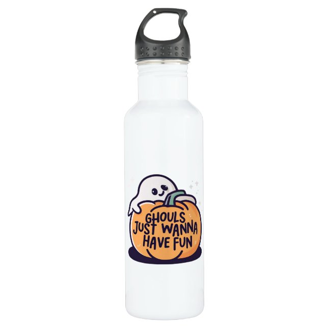 Ghouls Just Wanna Have Fun - Cute Halloween Doodle 710 Ml Water Bottle (Front)
