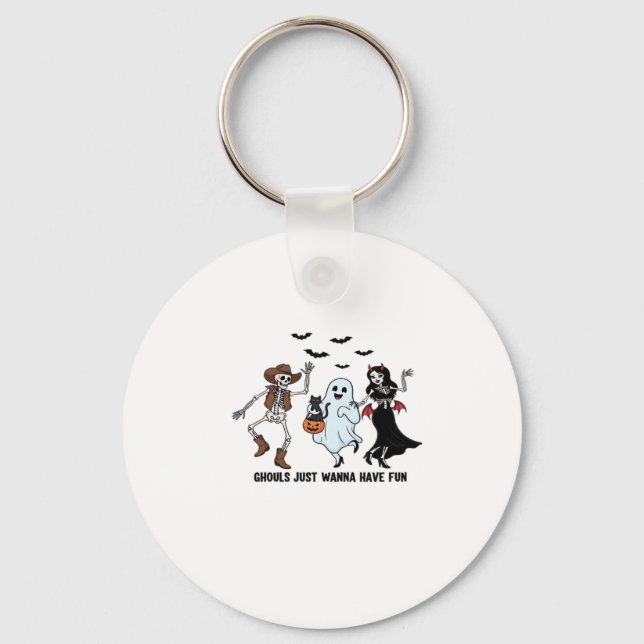 Ghouls Just Wanna Have Fun - Dancing Skeleton Spoo Keychain (Front)