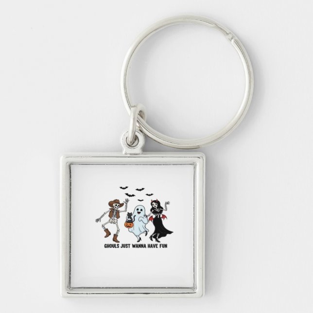 Ghouls Just Wanna Have Fun - Dancing Skeleton Spoo Keychain (Front)