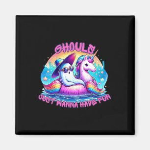 Ghouls Just Wanna Have Fun Ghost Unicorn Summer Va Magnet