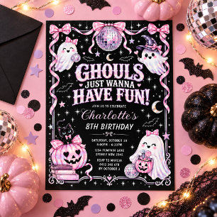 Ghouls Just Wanna Have Fun Girl Halloween Birthday Invitation