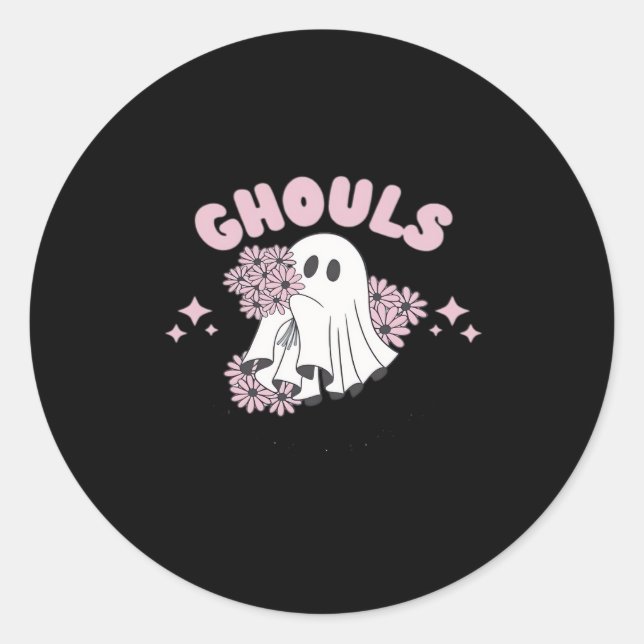 Ghouls Just Wanna Have Fun Halloween Art Basic Sty Classic Round Sticker (Front)