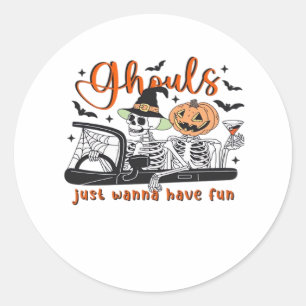 Ghouls Just Wanna Have Fun – Halloween Skeletons D Classic Round Sticker