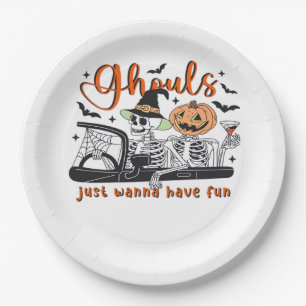 Ghouls Just Wanna Have Fun – Halloween Skeletons D Paper Plate
