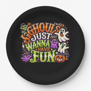 Ghouls Just Wanna Have Fun Halloween - Spooky Subl Paper Plate