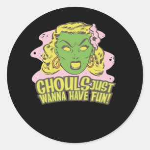 Ghouls Just Wanna Have Fun Lazy Sloth Classic Round Sticker