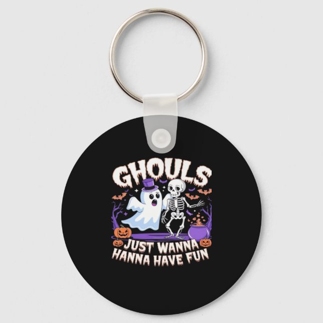 Ghouls Just Wanna Have Fun Lazy Sloth Keychain (Front)