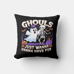 Ghouls Just Wanna Have Fun Lazy Sloth Throw Pillow