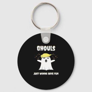 Ghouls Just Wanna Have Fun Retro Design Keychain