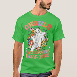 Ghouls Just Wanna Have Fun Retro Groovy Ghost Hall T-Shirt