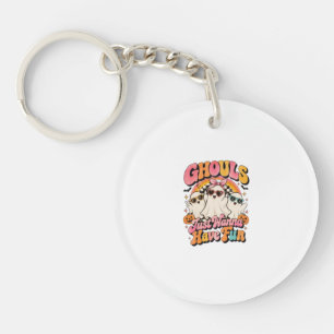 Ghouls Just Wanna Have Fun Retro Halloween Ghosts Keychain