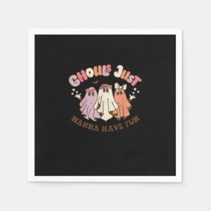 Ghouls Just Wanna Have Fun Retro Halloween Groovy  Napkin