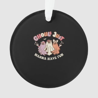Ghouls Just Wanna Have Fun Retro Halloween Groovy Ornament