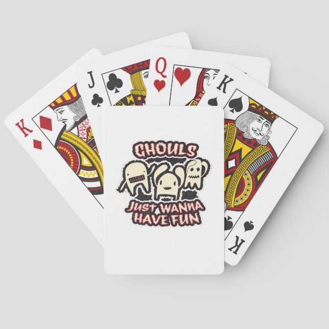 Ghouls Just Wanna Have Fun Retro Spooky Playing Cards (Back)