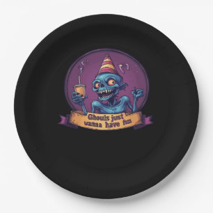 Ghouls Just Wanna Have Fun Sloth & Funny Paper Plate