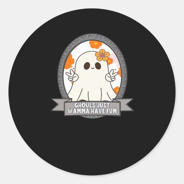 Ghouls Just Wanna Have Fun Sloth Halloween Classic Round Sticker (Front)