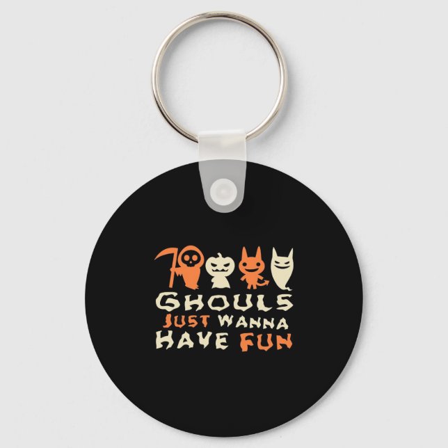 Ghouls Just Wanna Have Fun Sloth Halloween Keychain (Front)