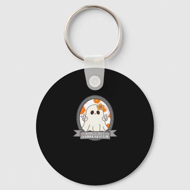 Ghouls Just Wanna Have Fun Sloth Halloween Keychain (Front)