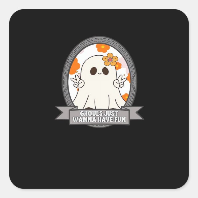 Ghouls Just Wanna Have Fun Sloth Halloween Square Sticker (Front)