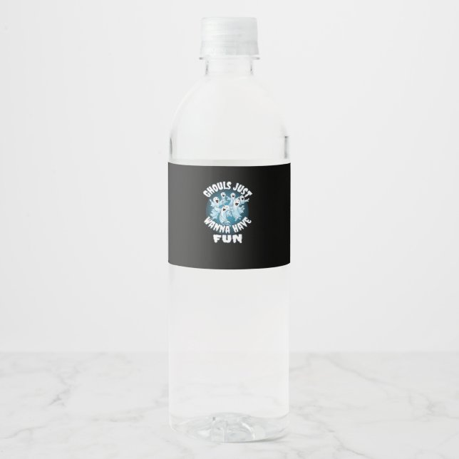 Ghouls Just Wanna Have Fun Sloth Halloween Water Bottle Label (Front)