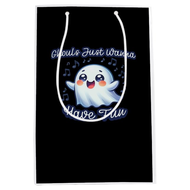 Ghouls Just Wanna Have Fun Sloth & Slogan Medium Gift Bag (Front)