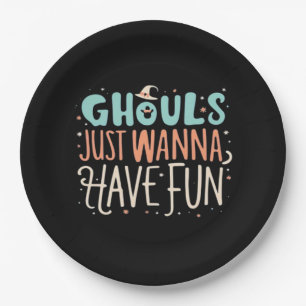 Ghouls Just Wanna Have Fun Sloth Vibes Paper Plate
