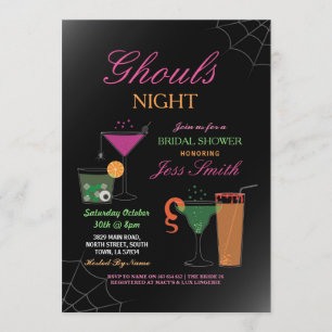 Ghouls Night Halloween Bridal Shower Cocktails Invitation