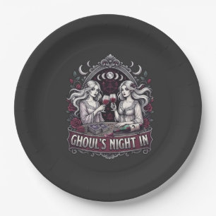Ghoul's Night In Spooky Wine Tarot Halloween Party Paper Plate