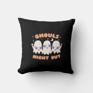 Ghouls Night Out - Kawaii Style Cute Funny Hallowe Throw Pillow