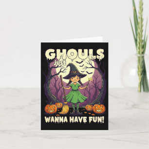 Ghouls wanna have fun! cute witch halloween card