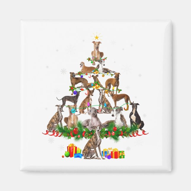 Ghound Christmas Tree Lights Funny Dog Xmas Gif  Magnet (Front)
