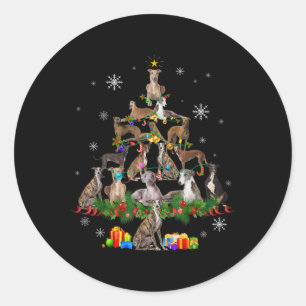 Ghound Christmas Tree Lights Funny Dog Xmas Gif T  Classic Round Sticker