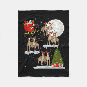 Ghound Dog Santa Sleigh Flying Funny Magical Chris Fleece Blanket