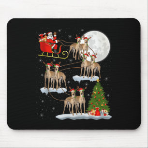Ghound Dog Santa Sleigh Flying Funny Magical Chris Mouse Pad