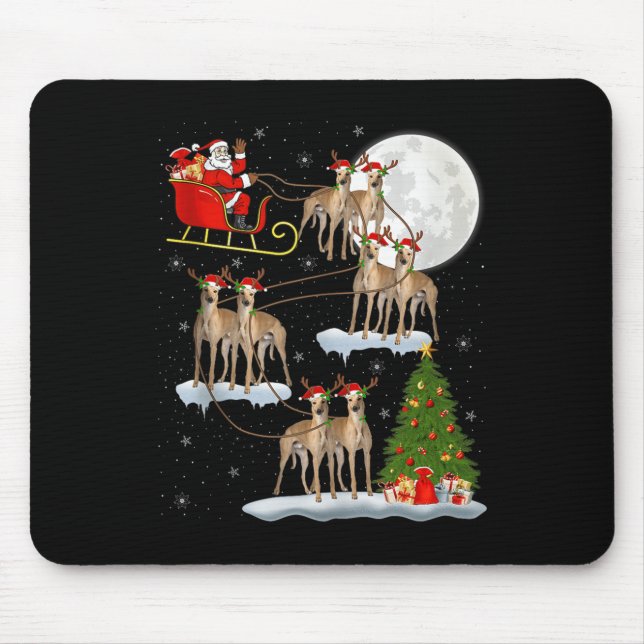 Ghound Dog Santa Sleigh Flying Funny Magical Chris Mouse Pad (Front)