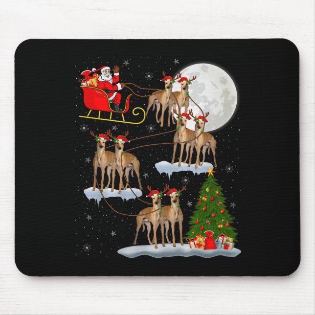 Ghound Dog Santa Sleigh Flying Funny Magical Chris Mouse Pad (Front)