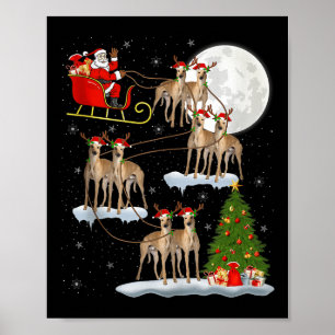 Ghound Dog Santa Sleigh Flying Funny Magical Chris Poster