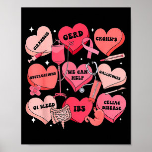 Gi Nurse Valentine Hearts Candy Gastroenterology E Poster