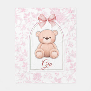 Gia   Custom Pink Teddy Bear Nursery Design  Fleece Blanket