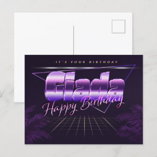Giada Name Vorname lila Postkarte Geburtstag Postcard
