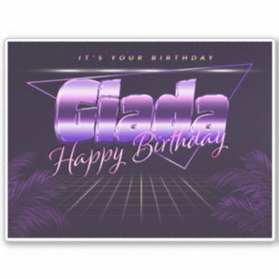 Giada Name Vorname lila retro Sticker Geburtstag
