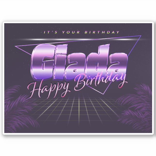 Giada Prénom lila retro Sticker (Devant)