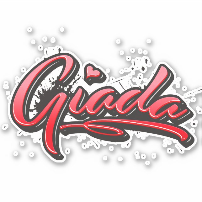 Giada red Heart Graffiti Sticker (Front)