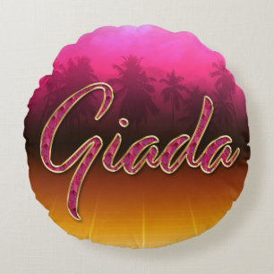 Giada Vorname Name golden pink Kissen Round Pillow