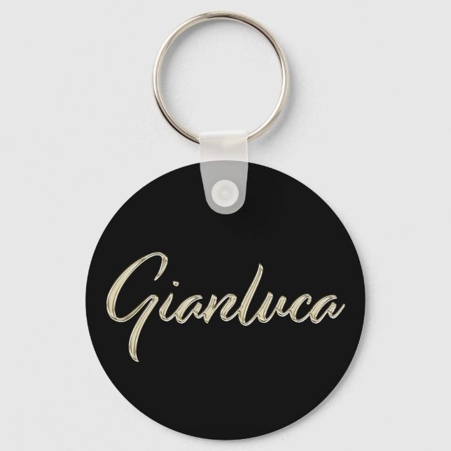 Gianluca Name whitegold Button Schlüsselanhänger Keychain (Front)