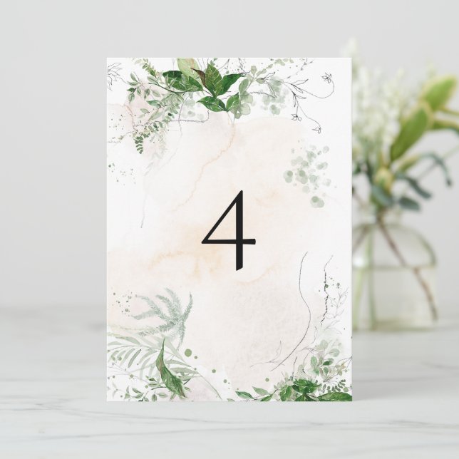 GIANNA Boho Ethereal Greenery Vintage Table Number (Standing Front)