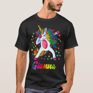 Gianna Dabbing Unicorn Rainbow Personalized Name C T-Shirt
