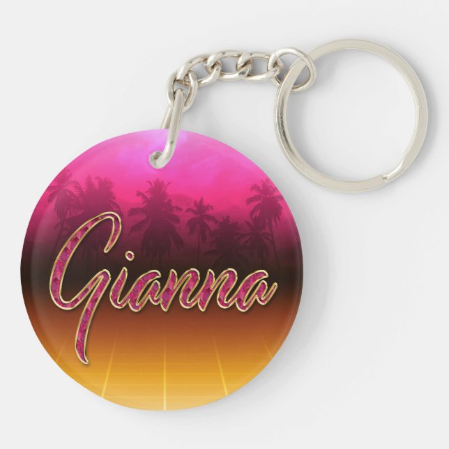 Gianna Prénom Golden rose Porte-clés (Dos)