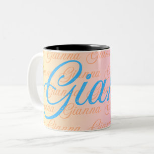 Gianna Repeating Name Pattern Two-Tone Coffee Mug